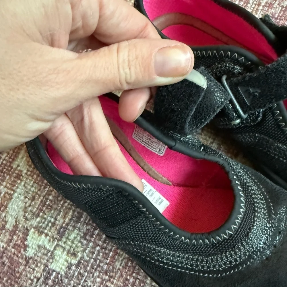 Plae Emme Mary Jane Black Shimmer suede Kids Shoes 11.5